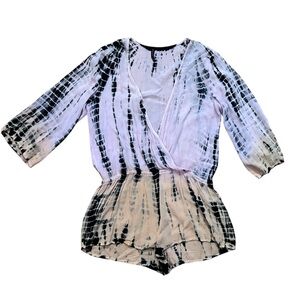 Raviya Black, Light Pink and Orange Tie-Dye Romper